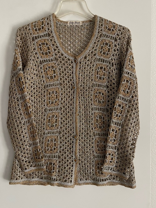 Luce Brett-Paris Sweaters - S: Luce Brett Paris Vintage French Designer Cardigan Sweater Gold/Silver